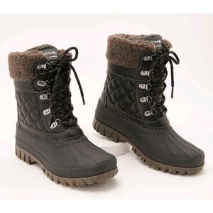 Women's Black Quilted Winter Boots